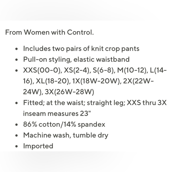 EUC Women With Control Crop Straight Leg Pants size Large. Details In 3rd Pic - Picture 3 of 5